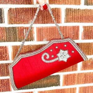 Red silk vintage purse